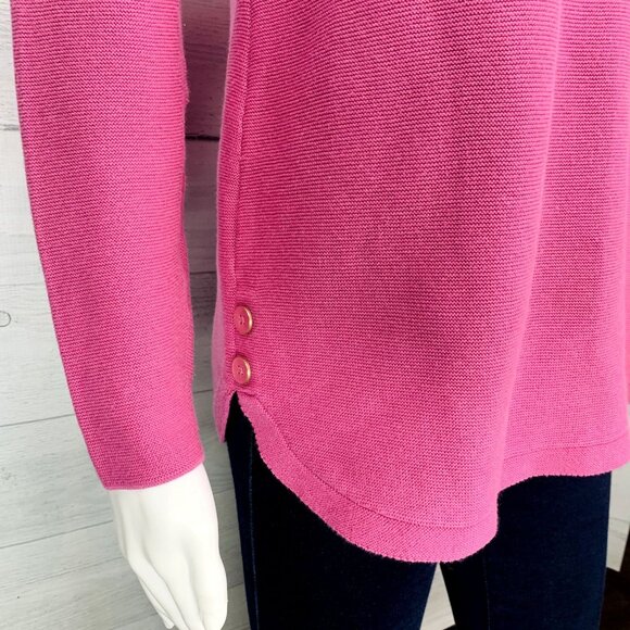 Talbots Womens Button Detail Sweater Mixed Stitch Pink Long Sleeve Size S - Picture 7 of 14